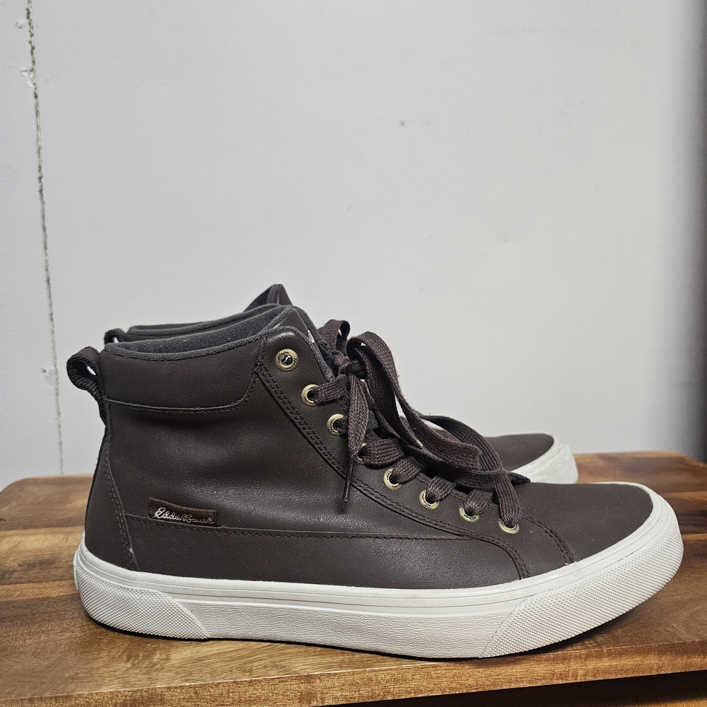 Eddie Bauer Brown Leather Hightop Storm Sneakers Timber Mens‎ Size 9 Academia